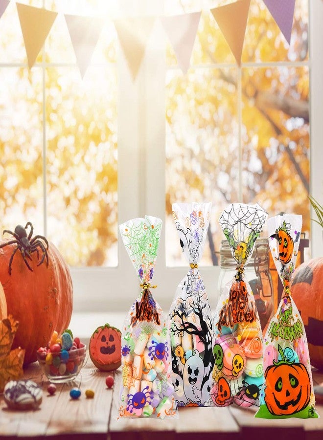 STEFORD Halloween Cellophane Bags,200PCS Clear Candy Cookie Treat Bags with 400 Piece Twist Ties for Halloween Party Favor Supplies - Image 5